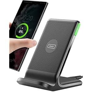 INIU Wireless Charger, 15W Fast Qi Certified Wireless Charging Station with Sleep-Friendly Adaptive Light Compatible with iPhone 16 15 14 13 Pro XS 8 Plus Samsung Galaxy S25 S24 S23 Note 20 Google etc