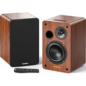 Saiyin Bluetooth Bookshelf Speakers, 40W X 2 Powered TV Speakers with 4 Inch Woofer, Turntable Speakers with Optical/AUX Input/Subwoofer Line Out for PC and TVs