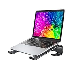 Soqool Laptop Stand for Desk, Ergonomic Detachable Laptop Riser, Aluminum MacBook Stand, Compatible with 12-17” All Laptops Such as MacBook Pro/HP/Dell/Lenovo, Black