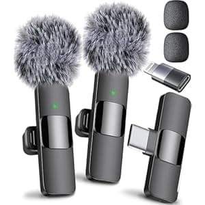 Mini Mic Pro Wireless Microphone for iPhone, iPad, Android, Lavalier Microphone for Video Recording – 2 Pack iPhone Mic Crystal Clear Recording with USB-C for Podcast, ASMR