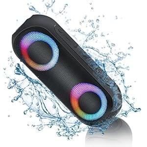 NOTABRICK Bluetooth Speakers with Light, 30W Portable Bluetooth Wireless(100FT Range) Loud Stereo Sound, IPX7 Waterproof Shower Speakers, RGB Multi-Colors Rhythm Lights